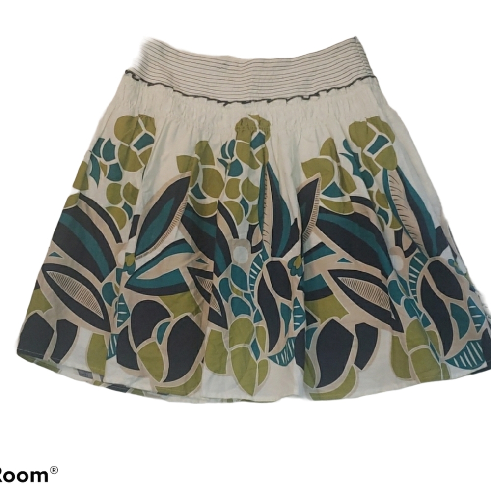 DownEast Floral Print A Line Skirt sz XS